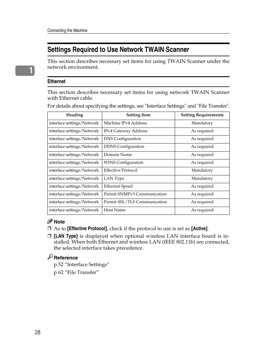 Settings required to use network twain scanner, Ethernet | Microsoft PRO 906EX User Manual | Page 36 / 298