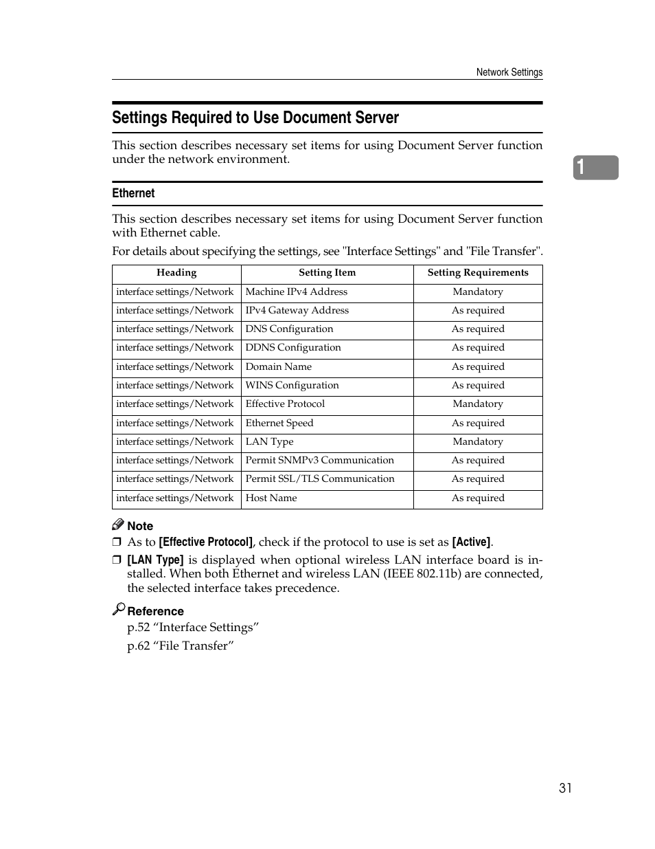 Settings required to use document server, Ethernet | Microsoft PRO 906EX User Manual | Page 39 / 298