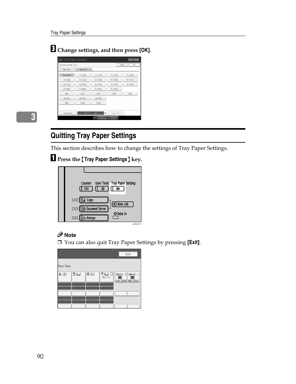 Quitting tray paper settings | Microsoft PRO 906EX User Manual | Page 98 / 298