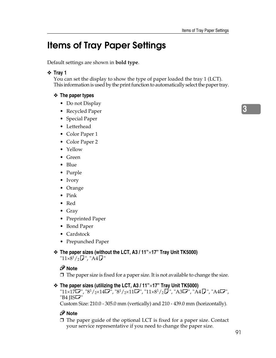 Items of tray paper settings, 3items of tray paper settings | Microsoft PRO 906EX User Manual | Page 99 / 298