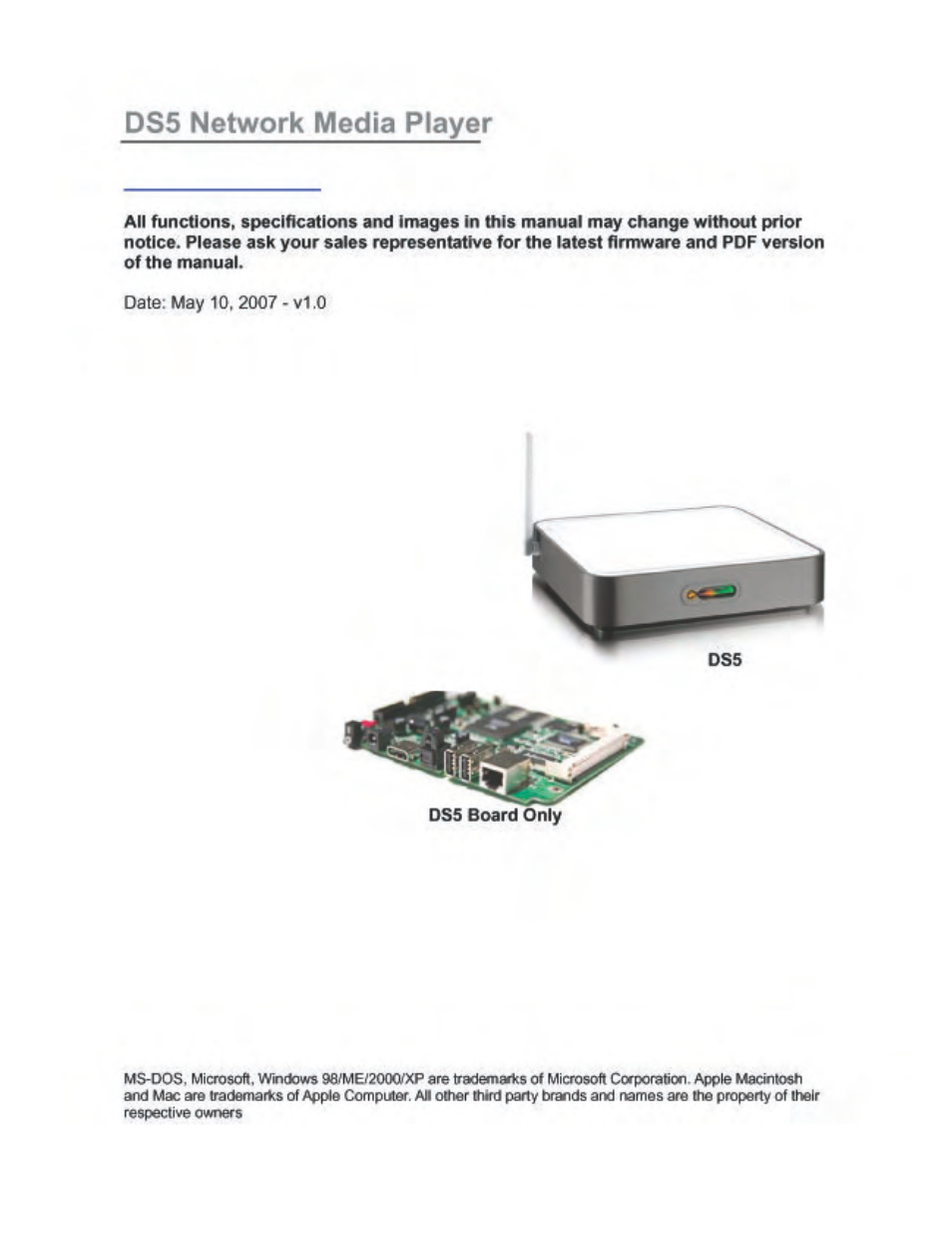 Microsoft DS5 User Manual | 62 pages