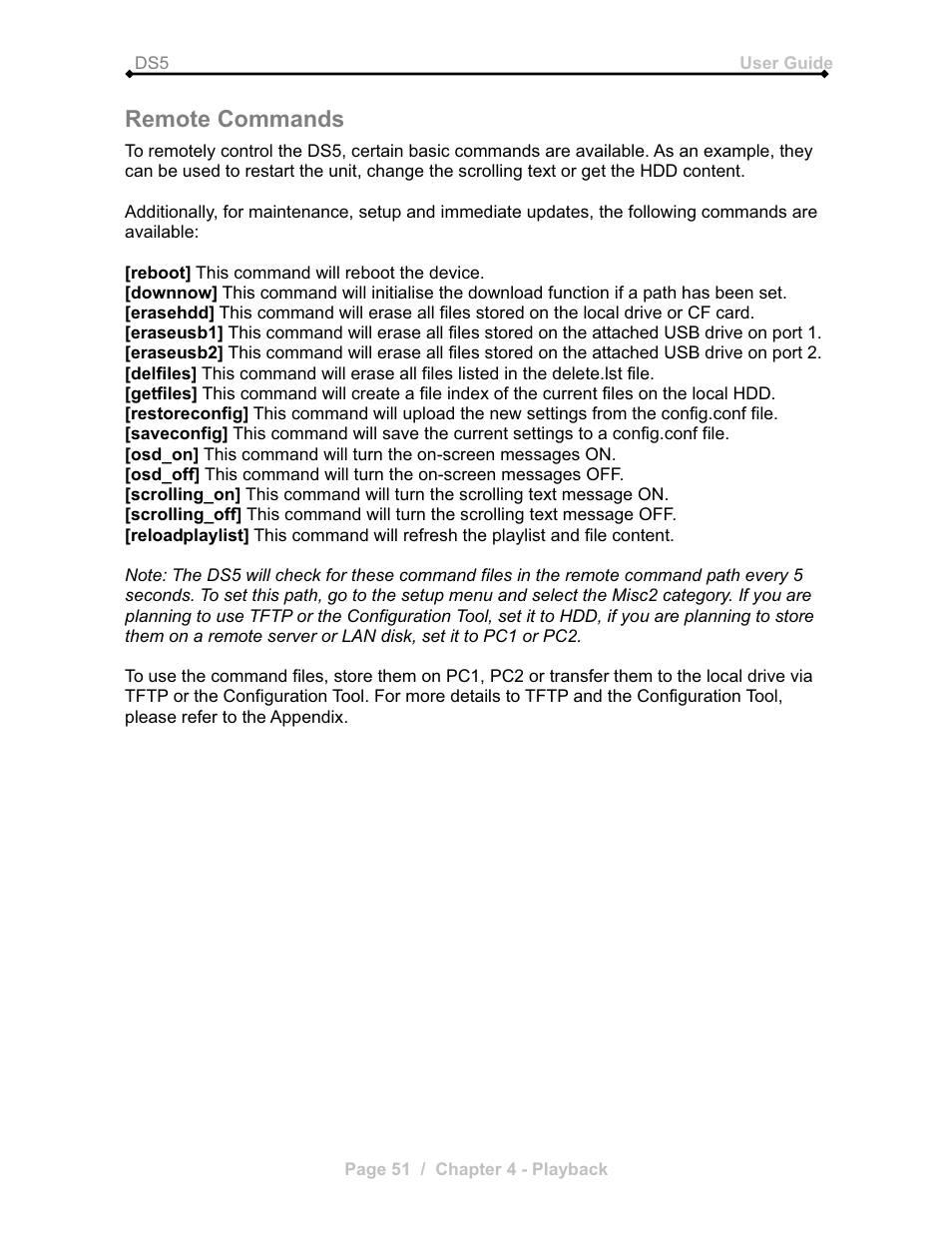 Remote commands | Microsoft DS5 User Manual | Page 53 / 62