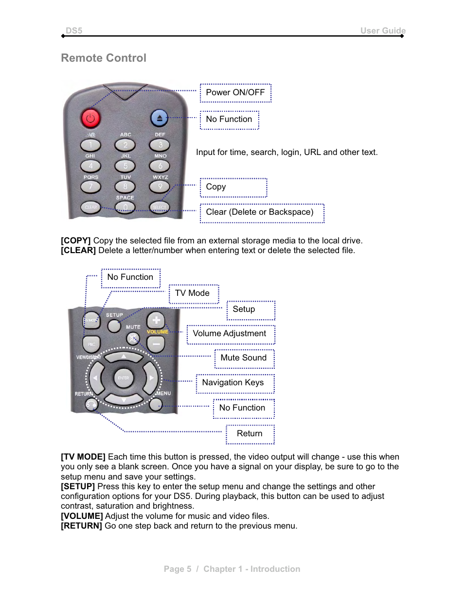 Remote control | Microsoft DS5 User Manual | Page 7 / 62