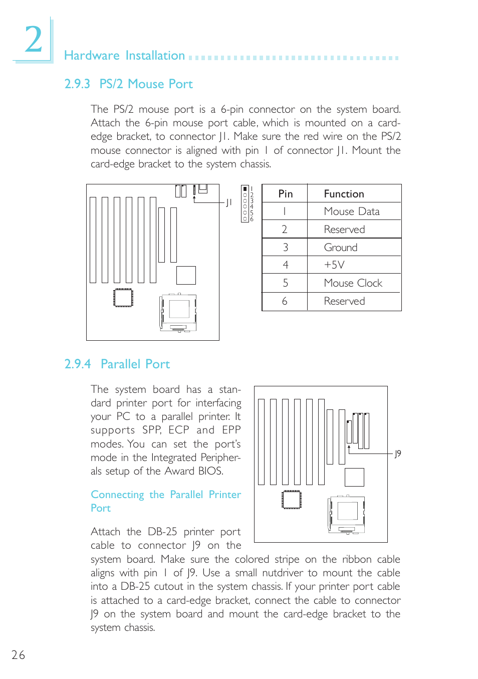 Ps/2 mouse port, Parallel port | Microsoft G7VP2 User Manual | Page 26 / 70