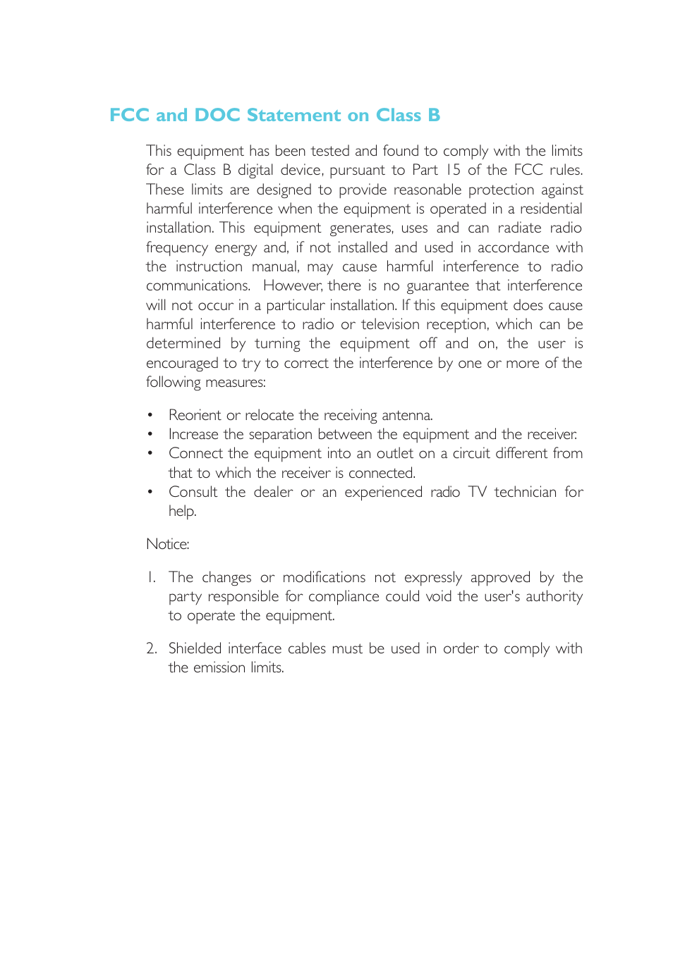 Fcc and doc statement on class b | Microsoft G7VP2 User Manual | Page 3 / 70