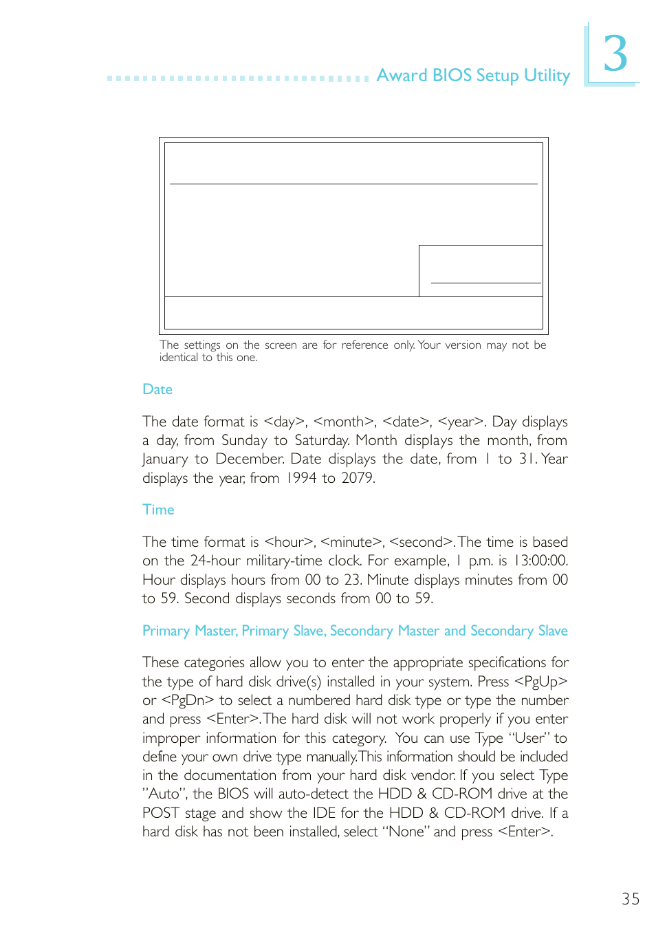 Award bios setup utility | Microsoft G7VP2 User Manual | Page 35 / 70