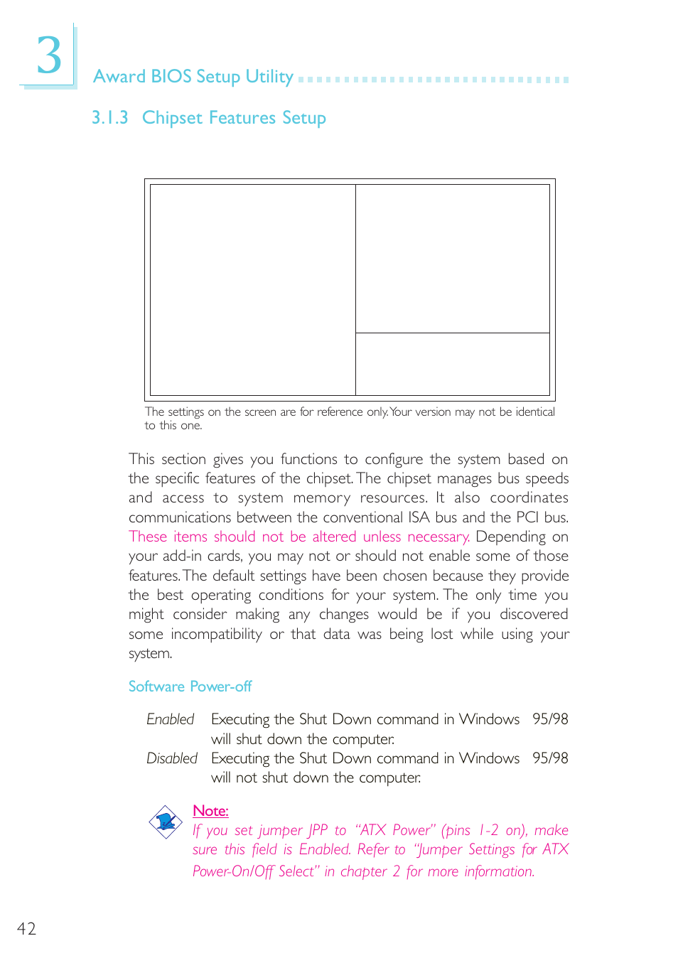 Chipset features setup, Award bios setup utility, 3 chipset features setup | Microsoft G7VP2 User Manual | Page 42 / 70