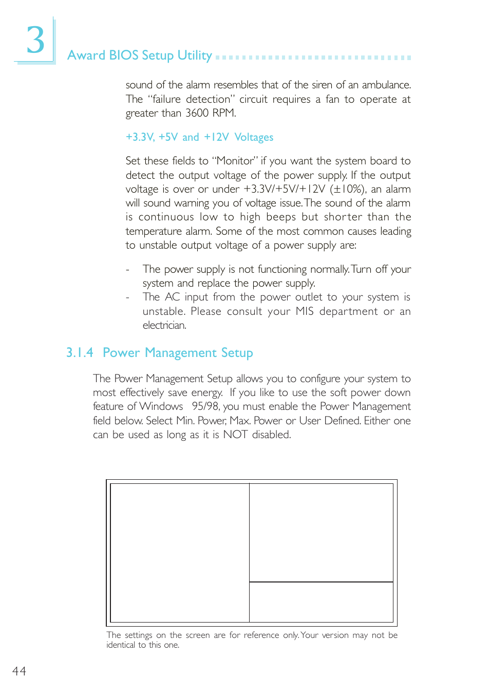 Power management setup | Microsoft G7VP2 User Manual | Page 44 / 70