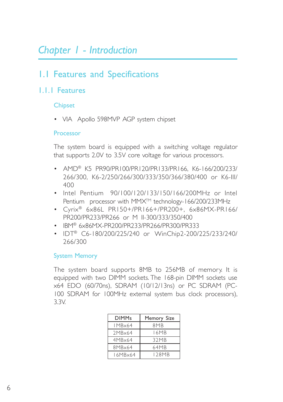 Introduction, Features and specifications, Features | Chapter 1 - introduction, 1 features and specifications, 1 features | Microsoft G7VP2 User Manual | Page 6 / 70