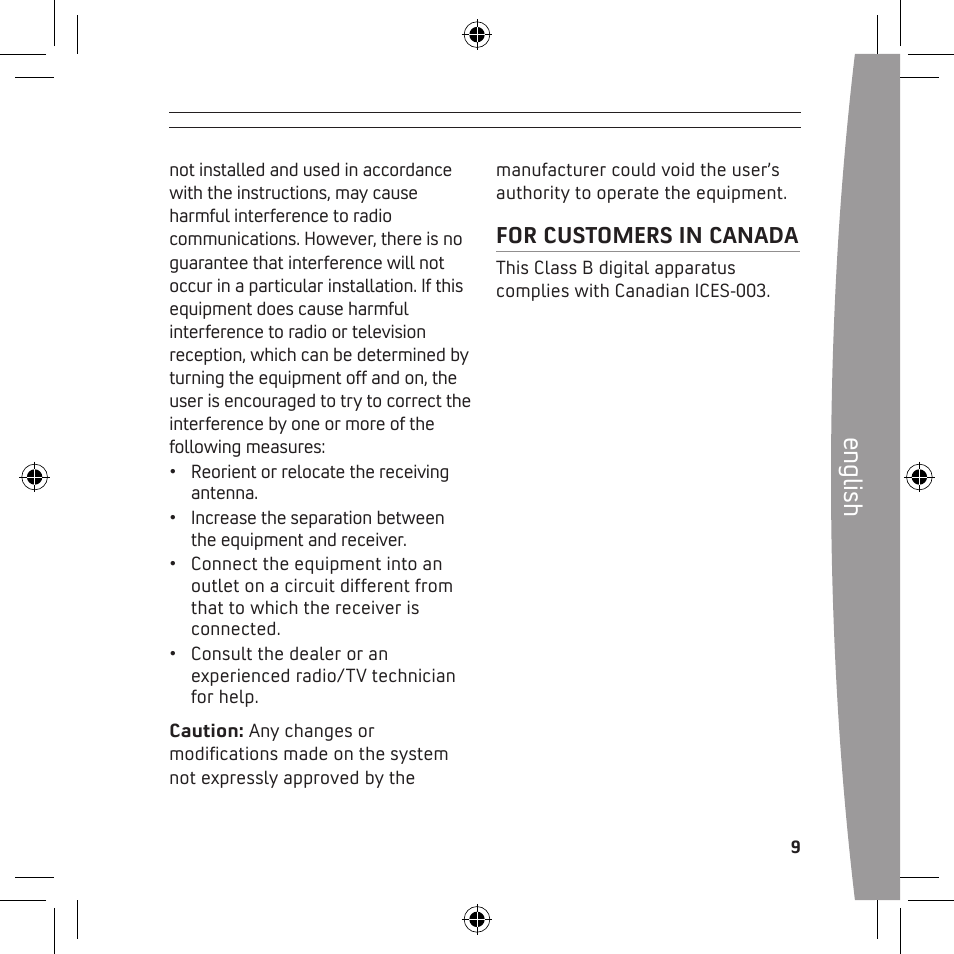 English, For customers in canada | Microsoft X13-68046-02 User Manual | Page 9 / 28