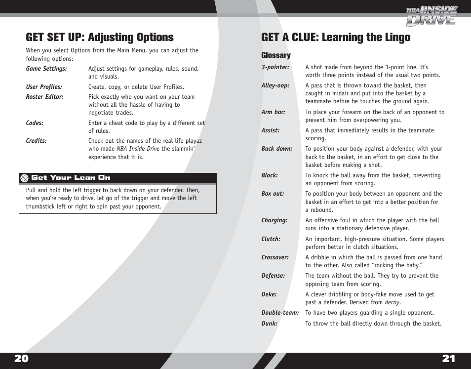 Get a clue: learning the lingo, Get set up: adjusting options | Microsoft X08-40995 User Manual | Page 12 / 16