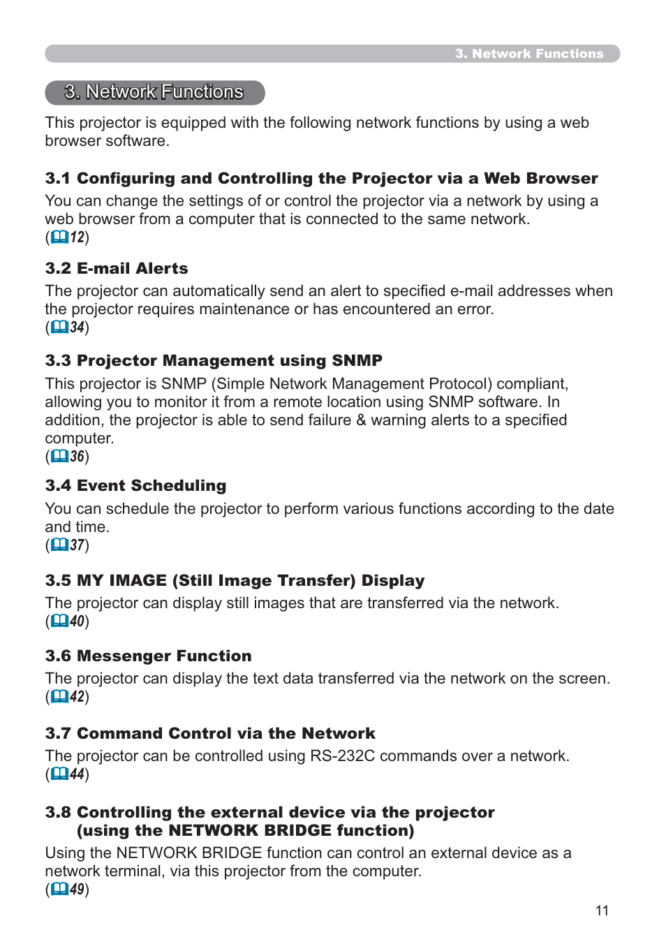 Network functions | Microsoft CP-D31N User Manual | Page 11 / 52