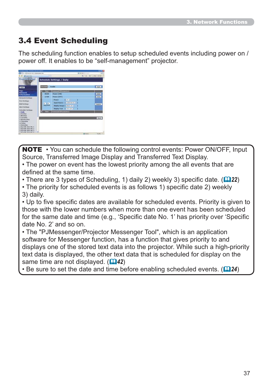 4 event scheduling | Microsoft CP-D31N User Manual | Page 37 / 52