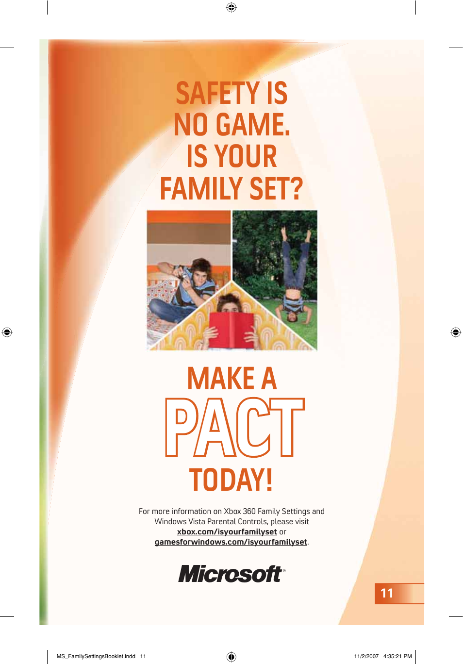 Pact, Safety is no game. is your family set? make a, Today | Microsoft 360 User Manual | Page 11 / 24