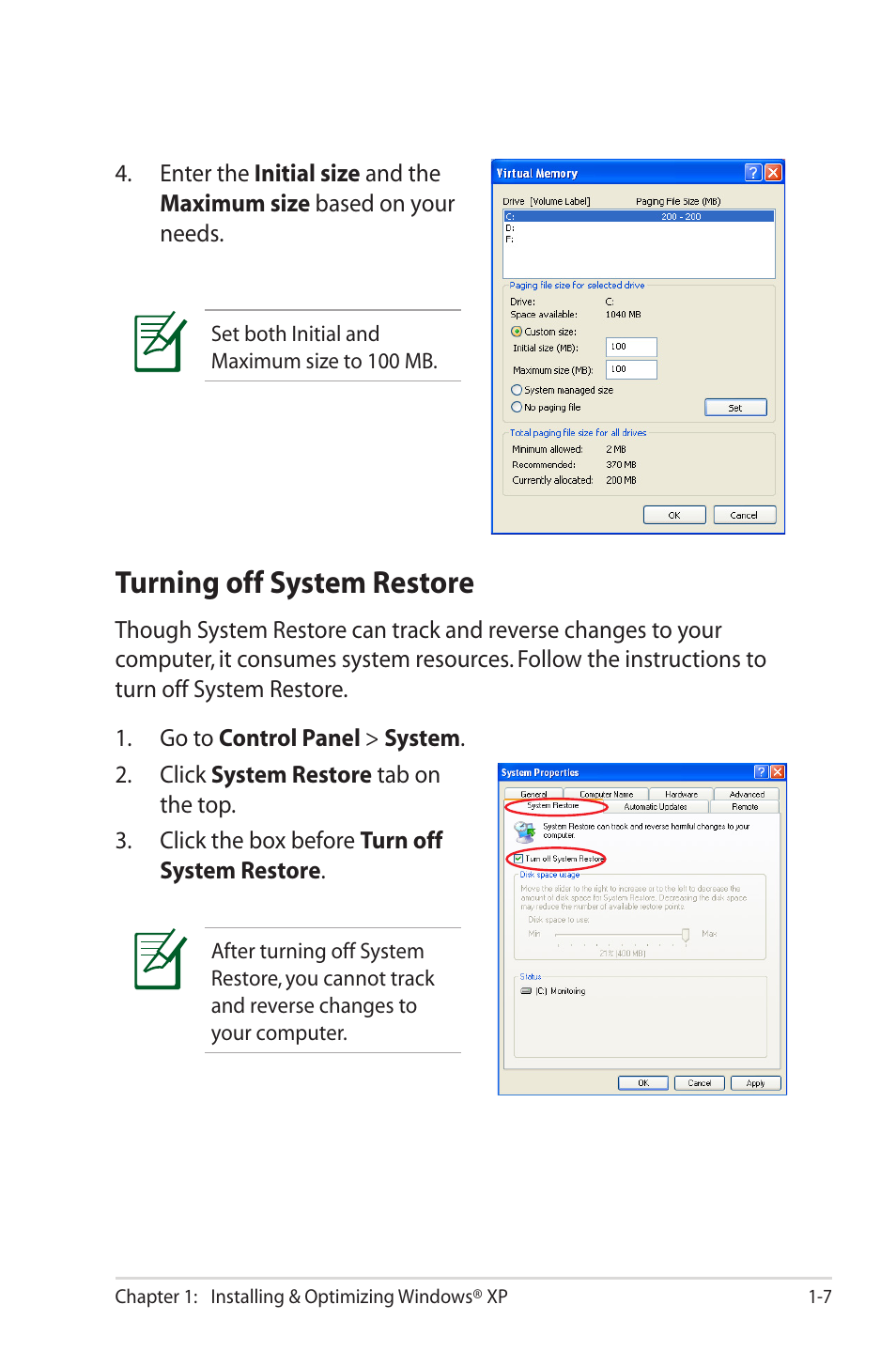 Turning off system restore | Asus Eee PC 2G/Linux User Manual | Page 11 / 24