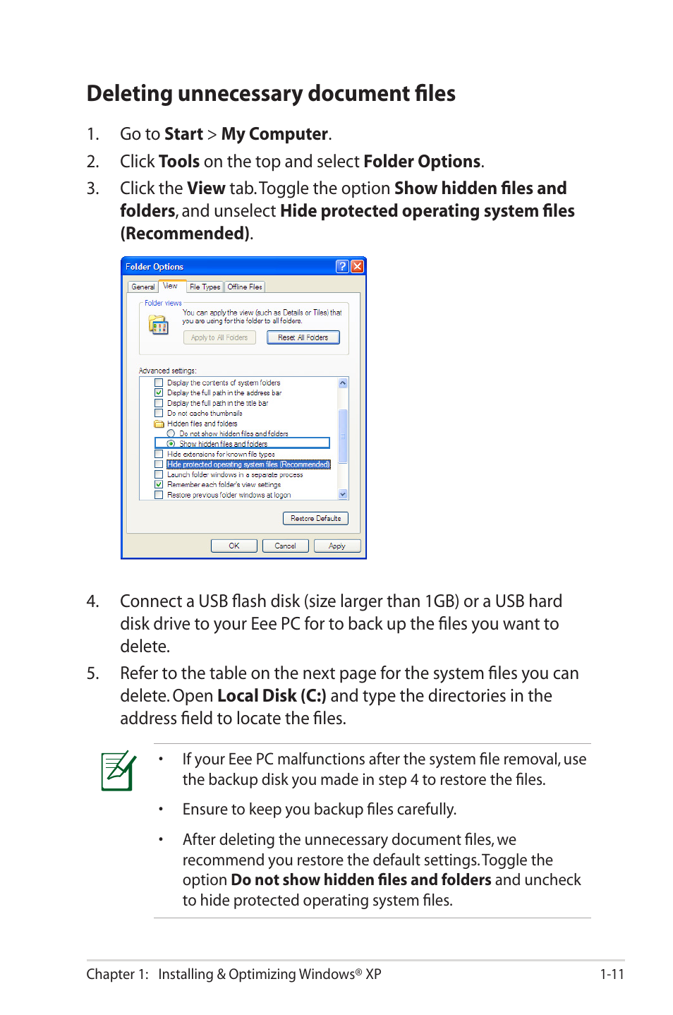 Deleting unnecessary document files | Asus Eee PC 2G/Linux User Manual | Page 15 / 24