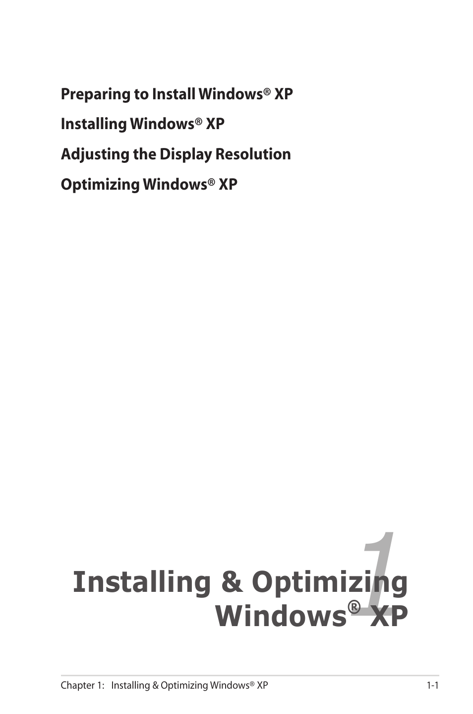 Installing & optimizingwindows® xp | Asus Eee PC 2G/Linux User Manual | Page 5 / 24