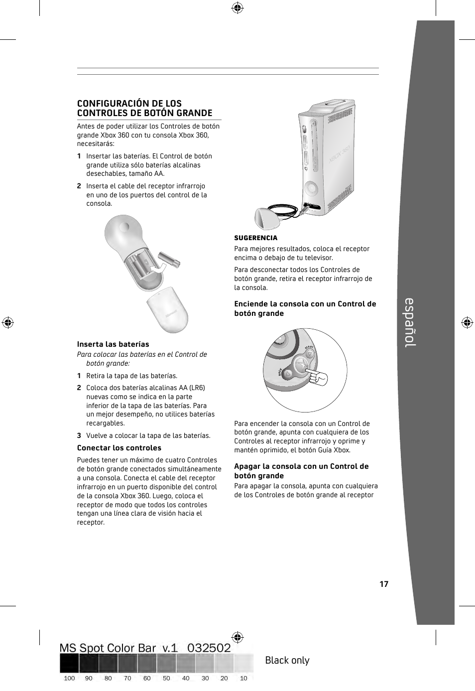 Es pa ño l, Black only | Microsoft ICES-003 User Manual | Page 18 / 26