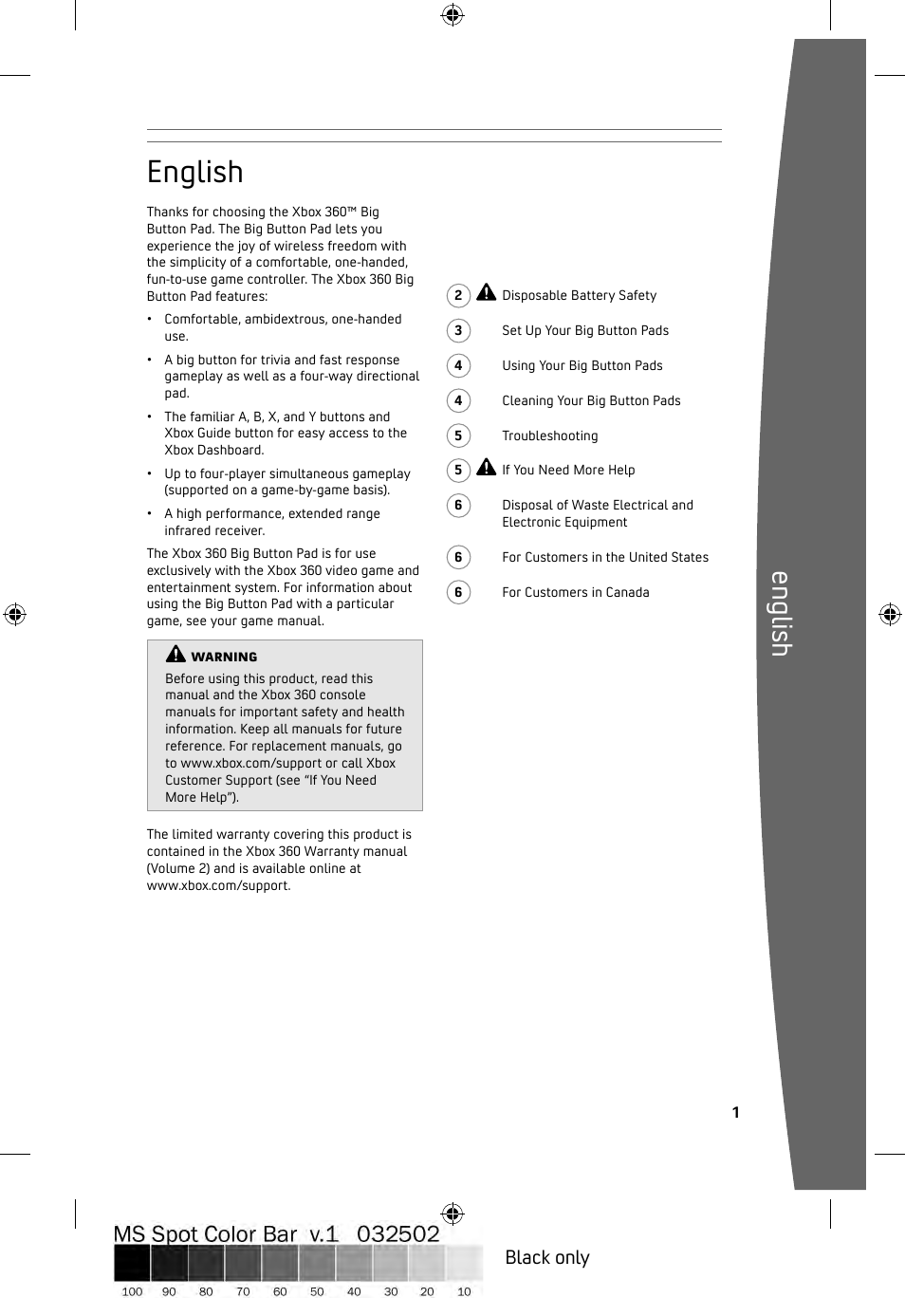 English, En gli sh, Black only | Microsoft ICES-003 User Manual | Page 2 / 26