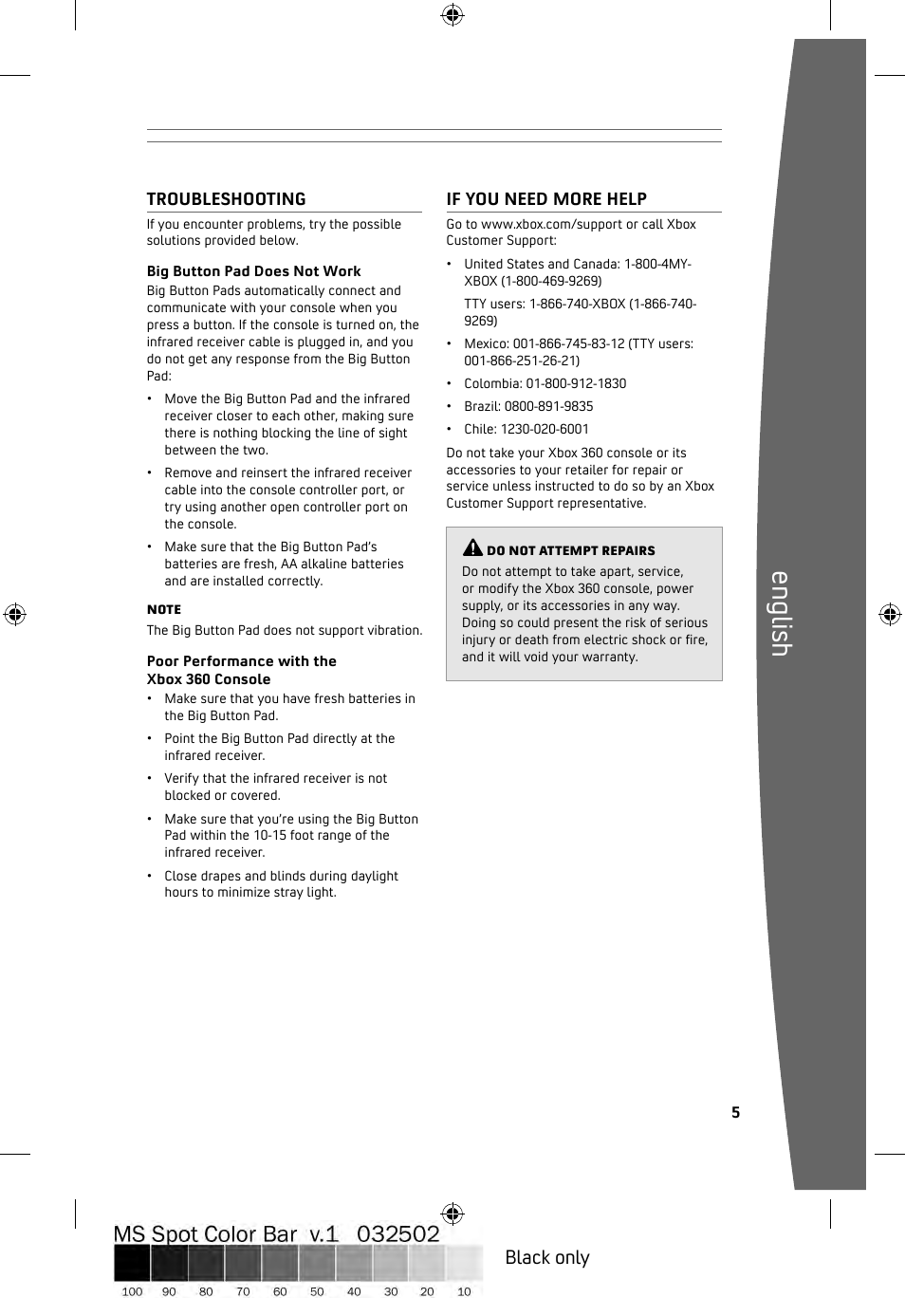 En gli sh, Black only | Microsoft ICES-003 User Manual | Page 6 / 26