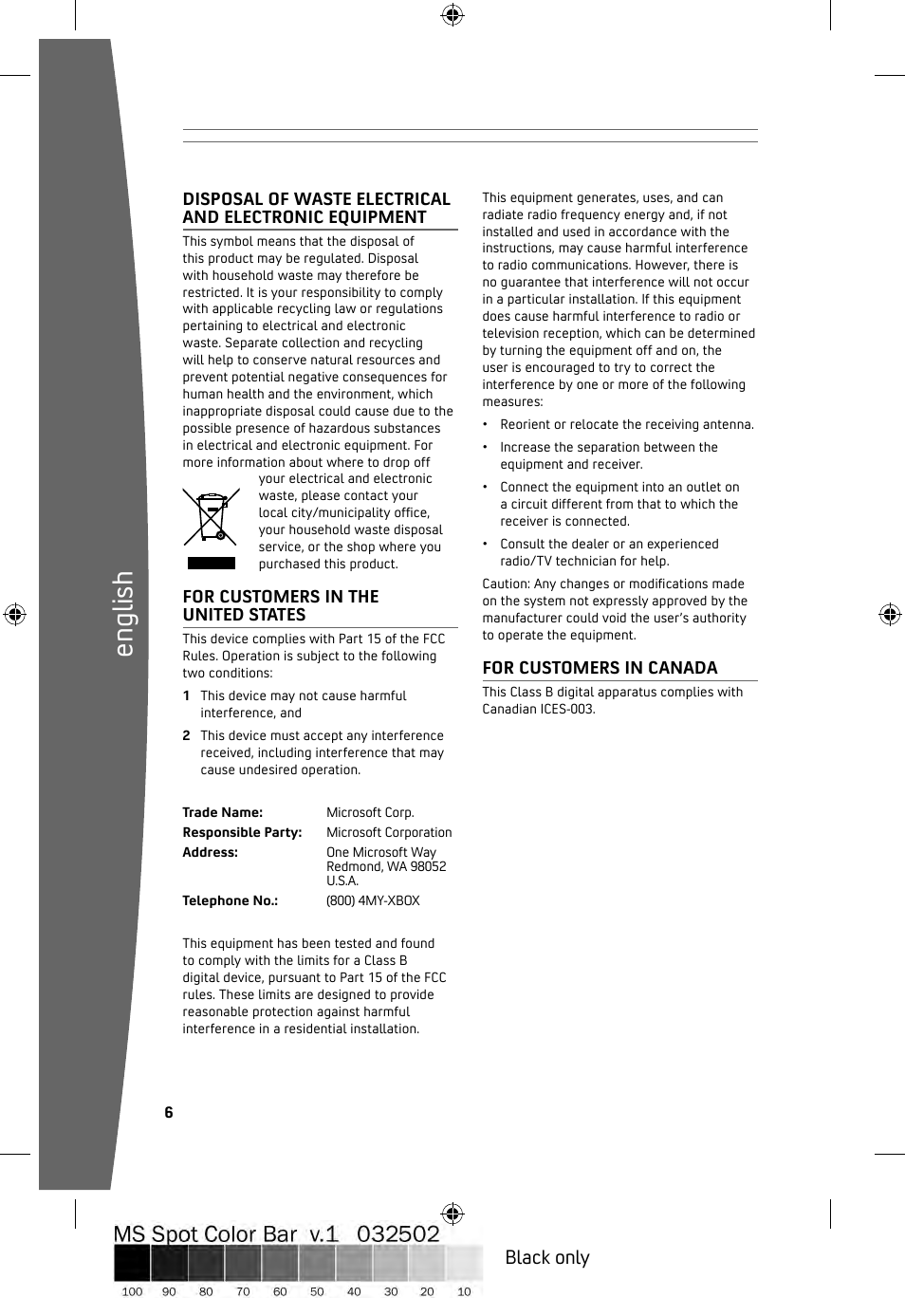 En gl is h, Black only | Microsoft ICES-003 User Manual | Page 7 / 26