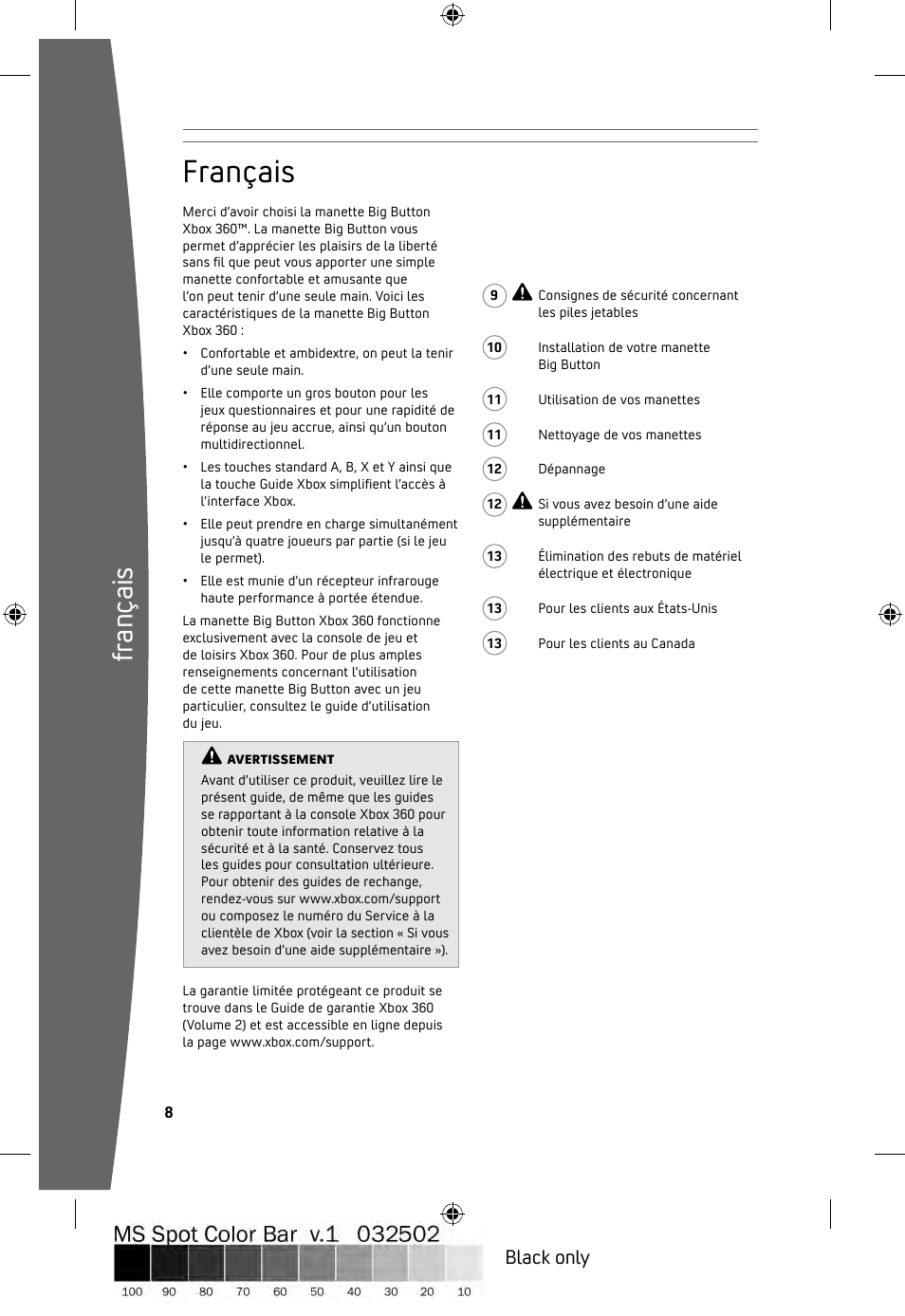 Français, Fr an ça is, Black only | Microsoft ICES-003 User Manual | Page 9 / 26