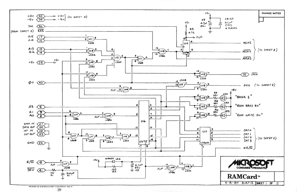 Ramcard schematic | Microsoft RAMCard C-97200 User Manual | Page 30 / 31