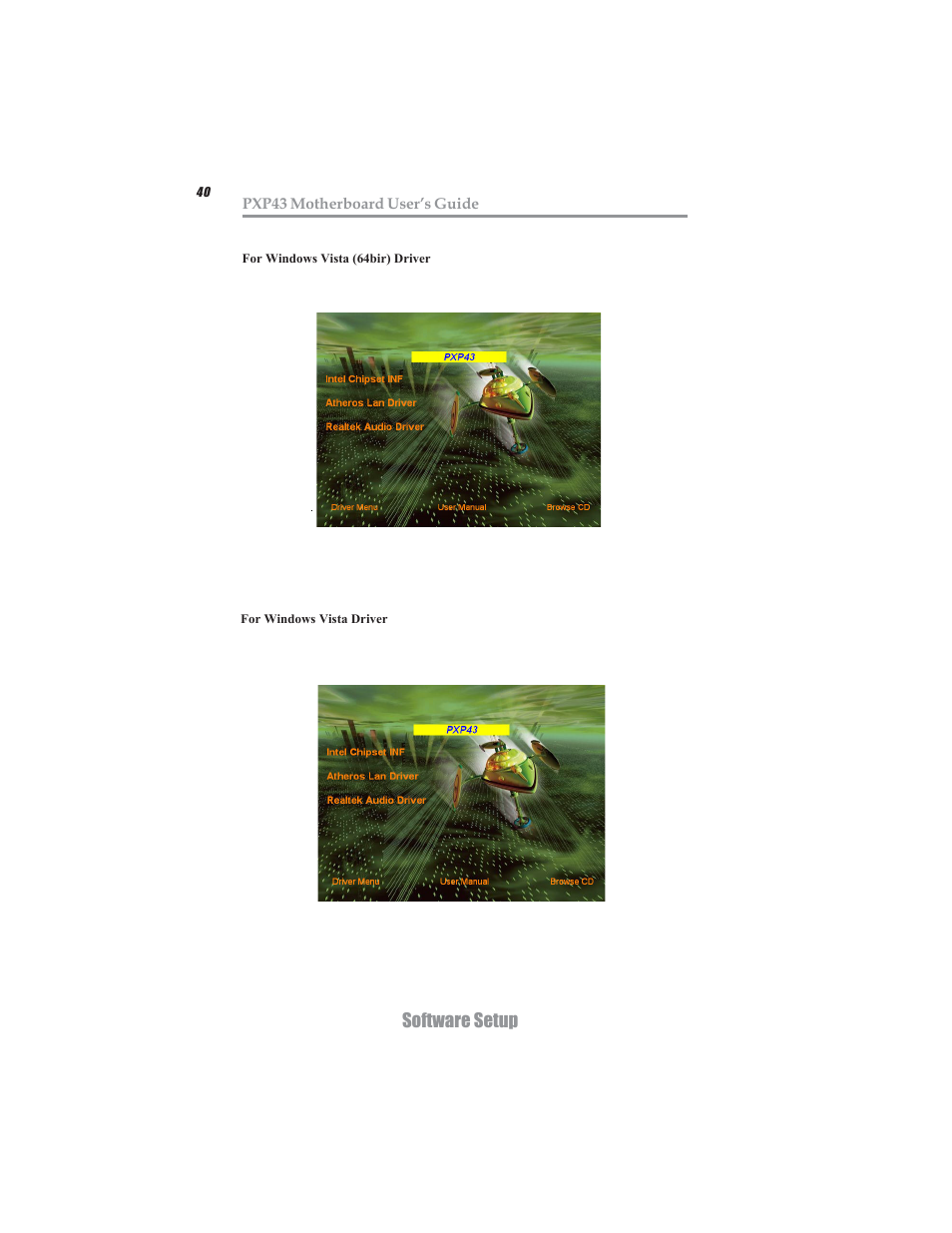 Software setup | Microsoft MOTHERBOARD USER'S GUIDE PXP43 User Manual | Page 44 / 46