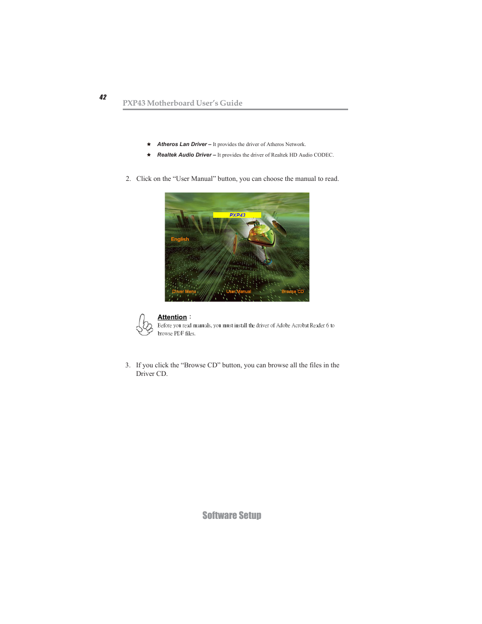 Software setup | Microsoft MOTHERBOARD USER'S GUIDE PXP43 User Manual | Page 46 / 46
