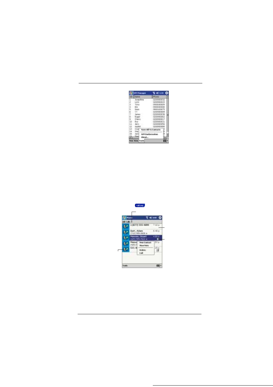 Managing the call log items | Microsoft ET180 User Manual | Page 104 / 136