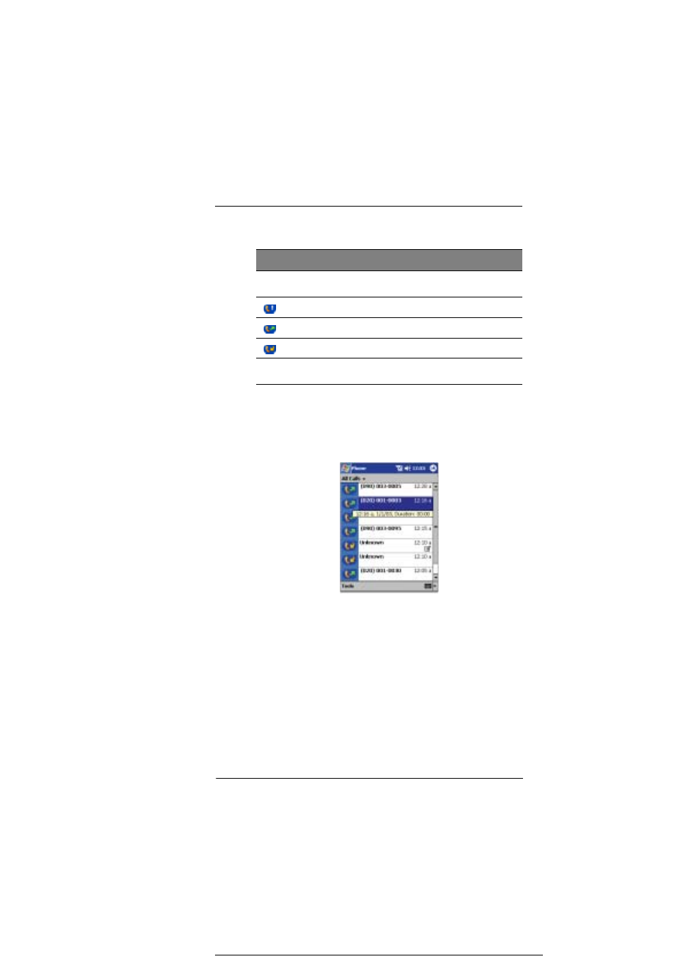 Call log categories, Call duration, Call log limit | Call log categories call duration call log limit | Microsoft ET180 User Manual | Page 105 / 136