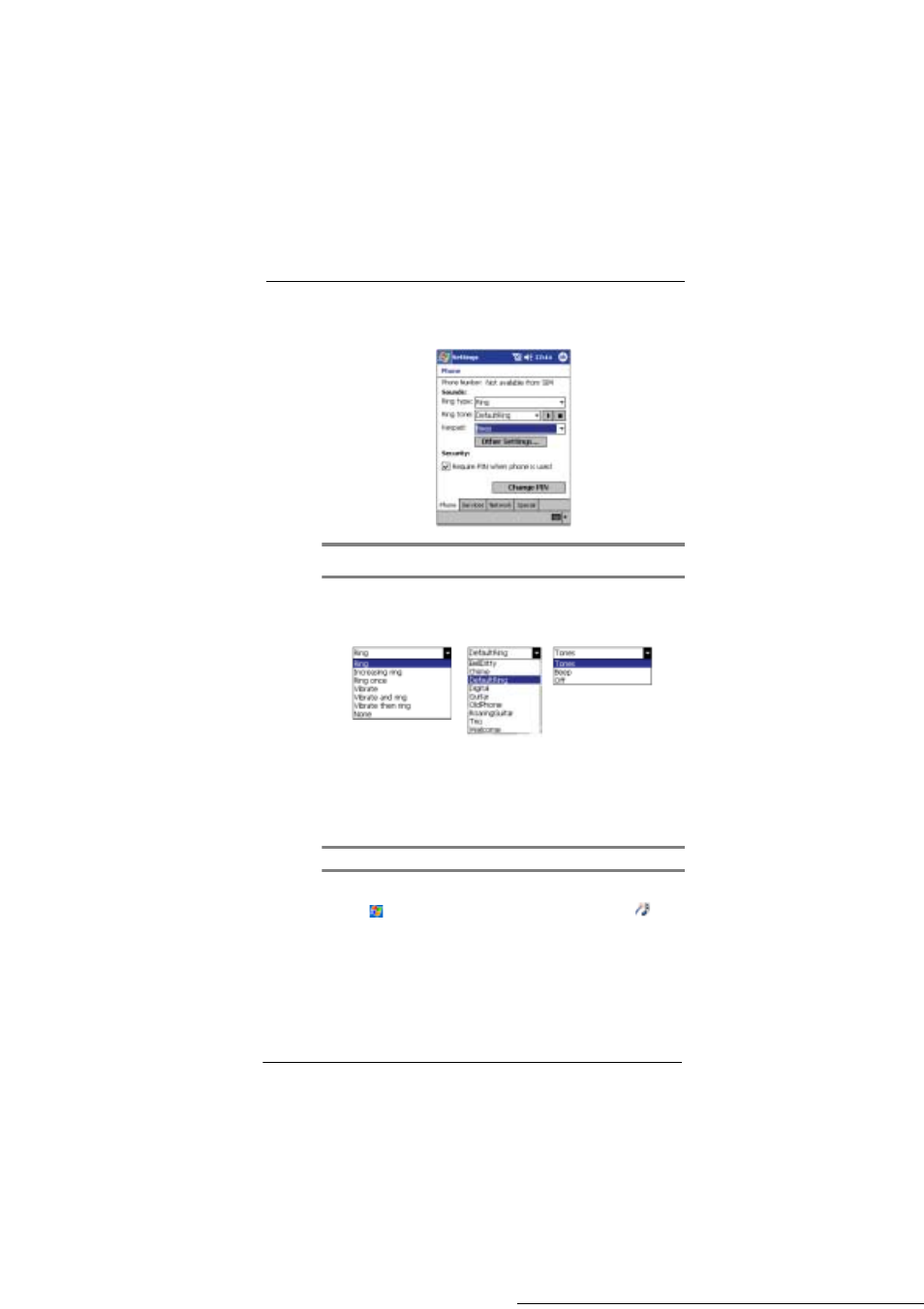 Settings - phone tab | Microsoft ET180 User Manual | Page 108 / 136