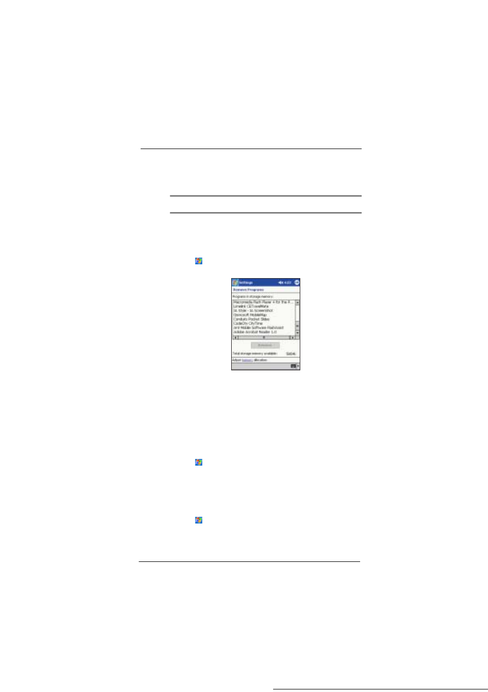 Removing programs, Adding a program to the start menu, To add a start menu program using settings | Microsoft ET180 User Manual | Page 126 / 136