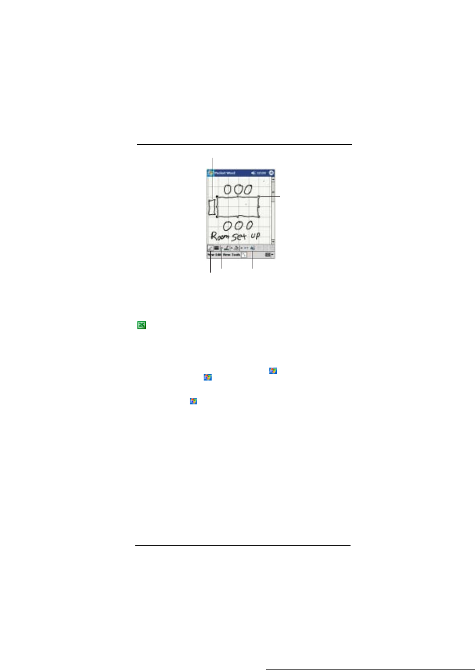 Pocket excel, Creating a new workbook, Displaying the toolbar | Creating a new workbook displaying the toolbar | Microsoft ET180 User Manual | Page 62 / 136