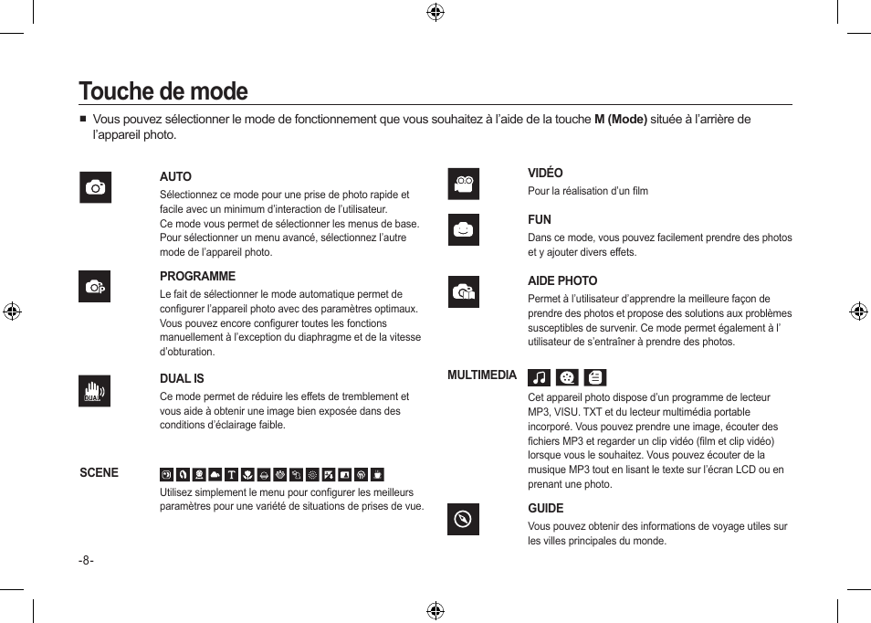 Touche de mode | Samsung I100 User Manual | Page 28 / 56