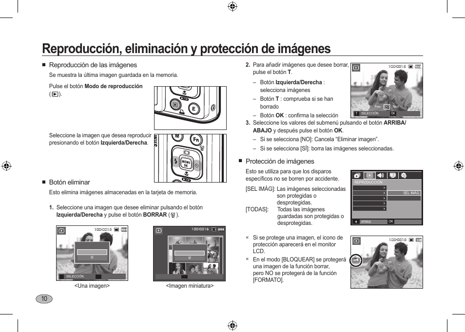 Reproducción, eliminación y protección de imágenes | Samsung I100 User Manual | Page 48 / 56
