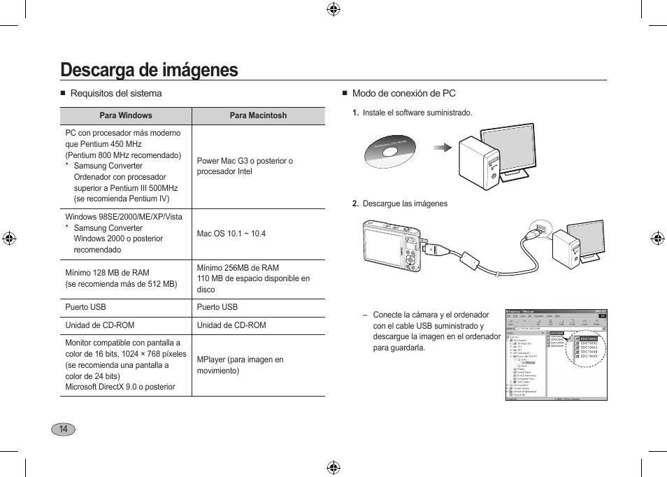 Descarga de imágenes | Samsung I100 User Manual | Page 52 / 56