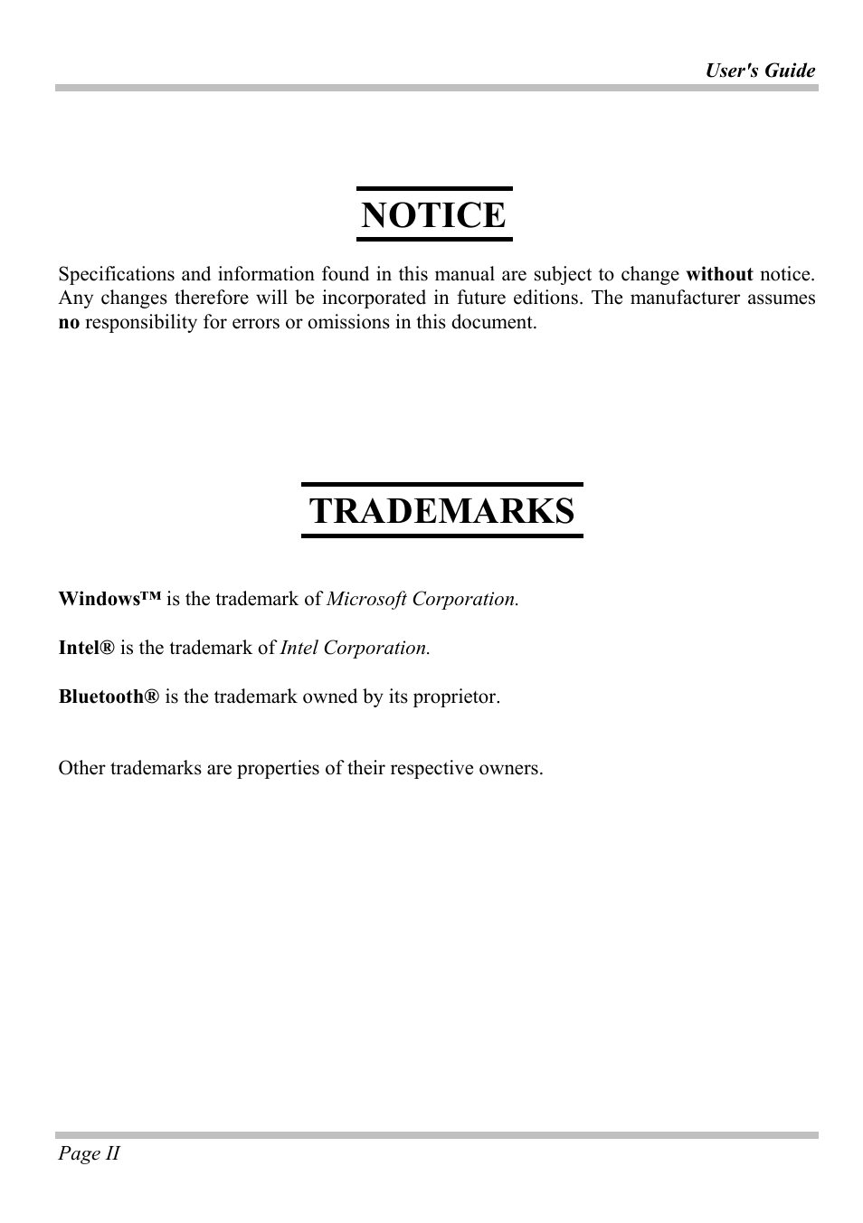 Notice, Trademarks | Microsoft W840DI User Manual | Page 2 / 58