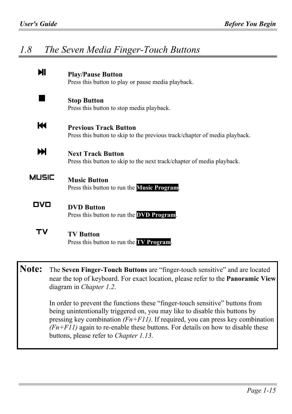 8 the seven media finger-touch buttons, Even, Edia | Inger, Ouch, Uttons | Microsoft W840DI User Manual | Page 21 / 58