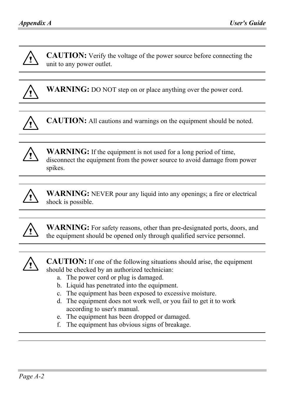 Caution, Warning | Microsoft W840DI User Manual | Page 46 / 58