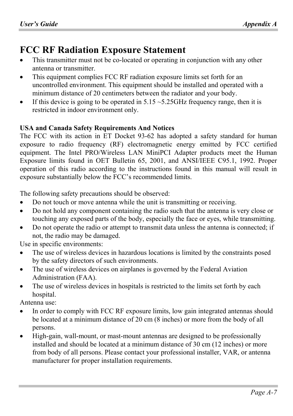 Fcc rf radiation exposure statement | Microsoft W840DI User Manual | Page 51 / 58