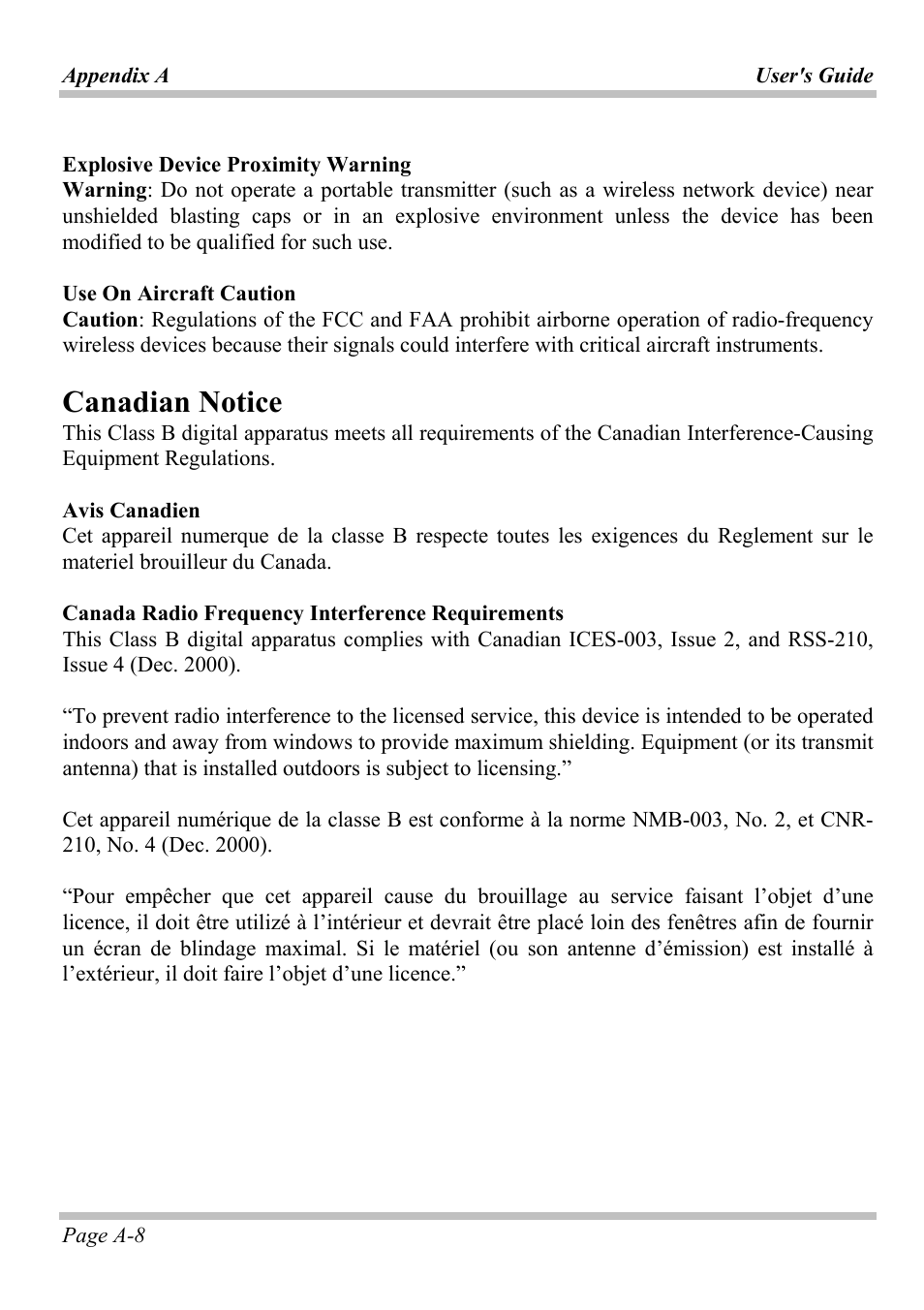 Canadian notice | Microsoft W840DI User Manual | Page 52 / 58