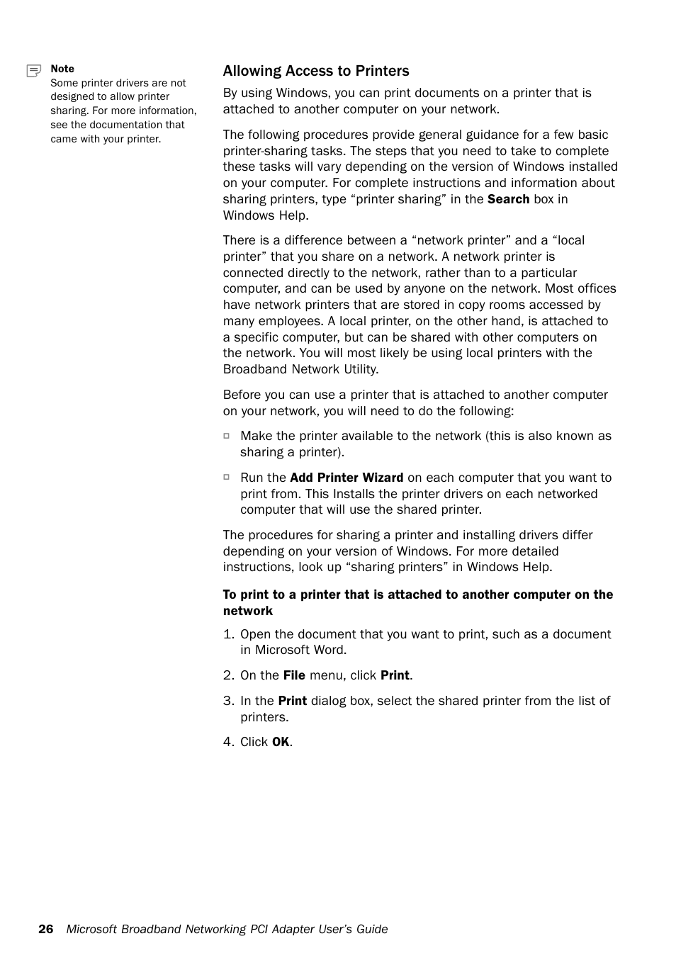 Allowing access to printers | Microsoft MN-130 User Manual | Page 30 / 64
