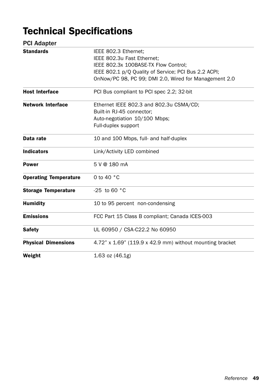 Technical specifications | Microsoft MN-130 User Manual | Page 53 / 64