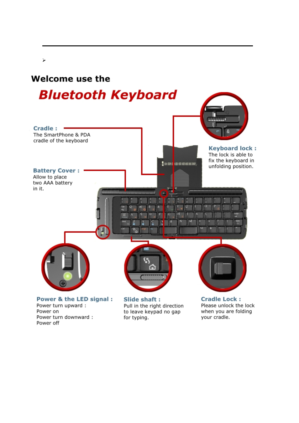 Introduction of bluetooth keyboard, Keyboard features | Microsoft BK600 User Manual | Page 4 / 17