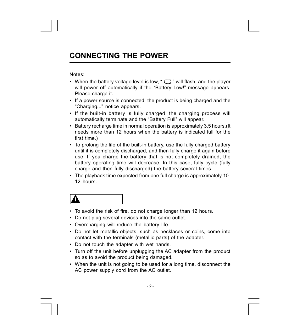 Caution, Connecting the power | Microsoft HDP-3202-BS User Manual | Page 10 / 38