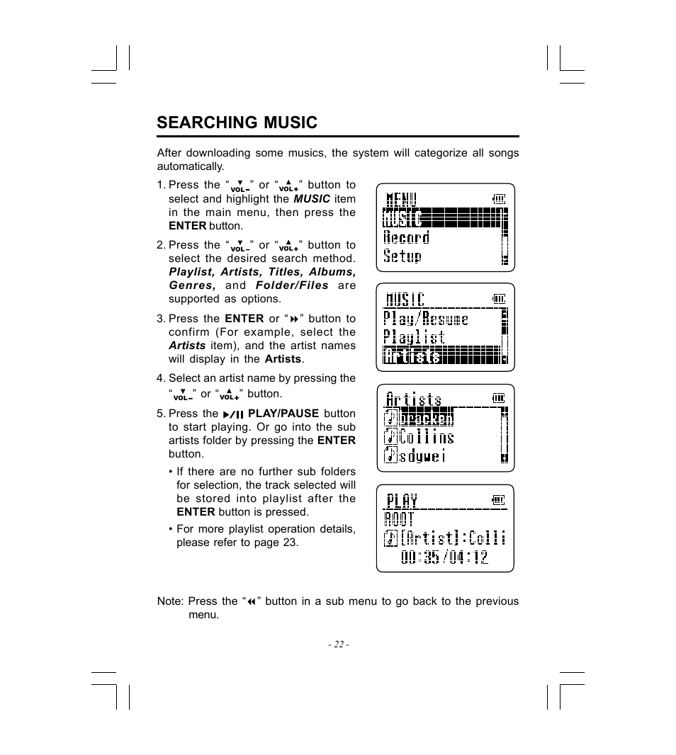 Searching music | Microsoft HDP-3202-BS User Manual | Page 23 / 38