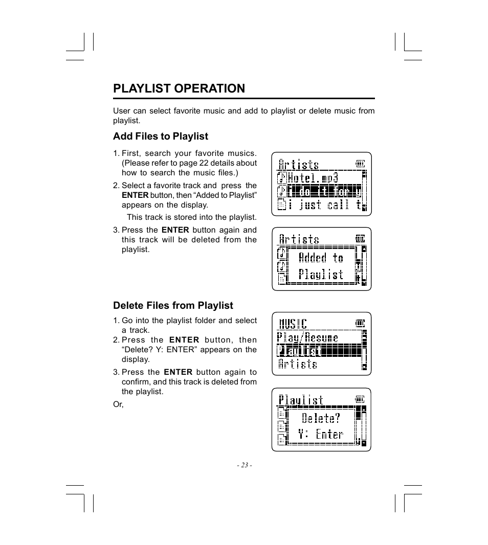 Playlist operation | Microsoft HDP-3202-BS User Manual | Page 24 / 38