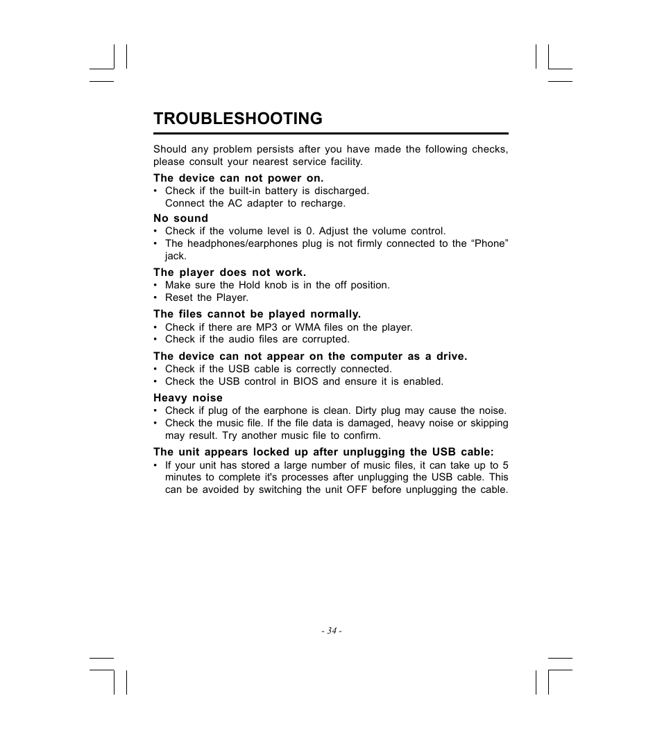 Troubleshooting | Microsoft HDP-3202-BS User Manual | Page 35 / 38