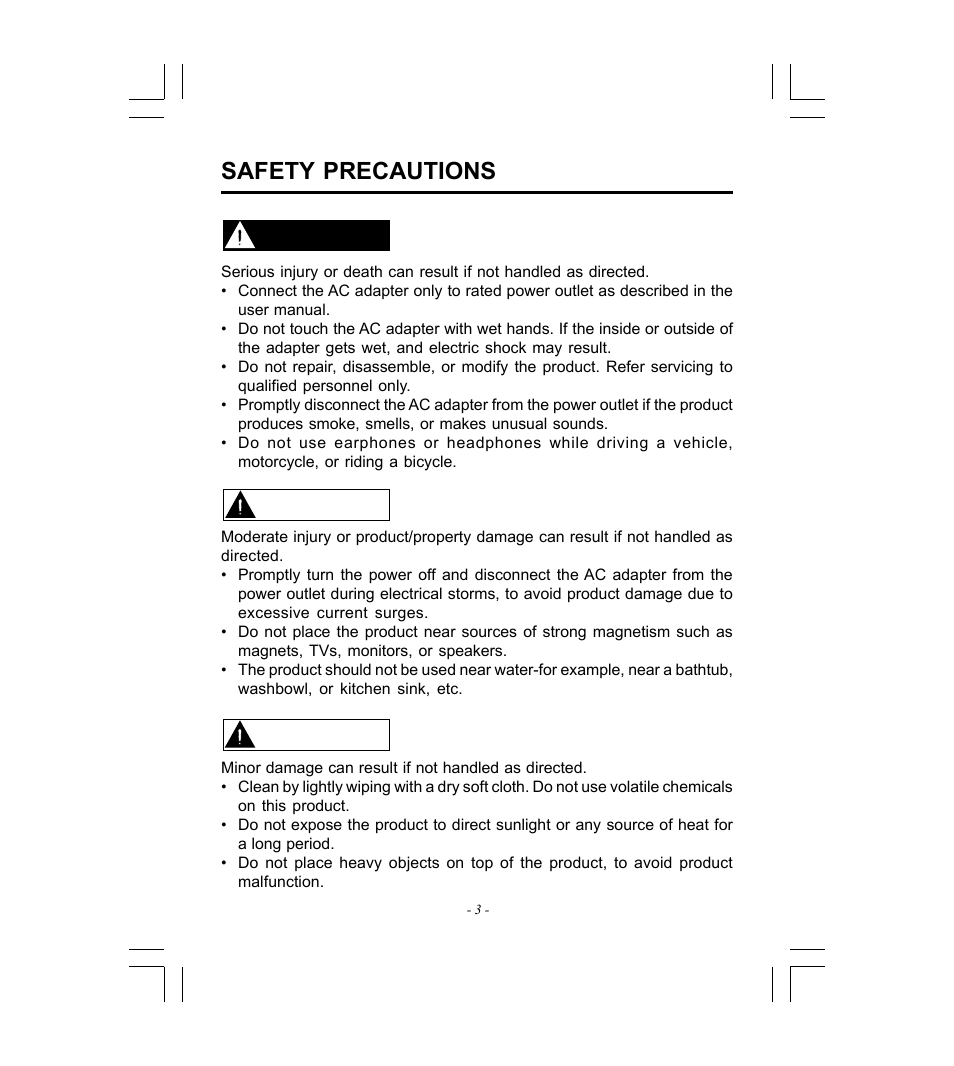 Danger warning caution, Safety precautions | Microsoft HDP-3202-BS User Manual | Page 4 / 38